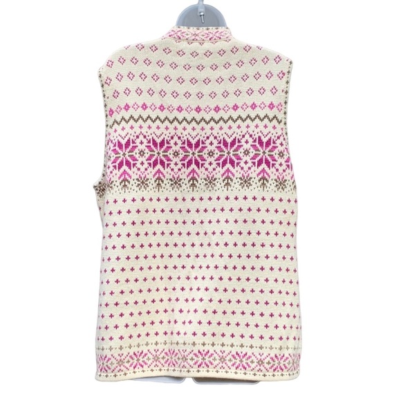 NOMADIC TRADERS Sz XL Cream & Purple Knitted Fair Isle Zipper Sleeveless Vest.‎ - Picture 4 of 9